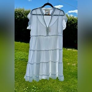 Lulalife Gwen Tier Dress White lightweight 100% cotton